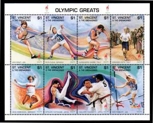 St Vincent 2200-2203 MNH S/S SCV $29.50 BIN $17.75 OLYMPIC SPORTS