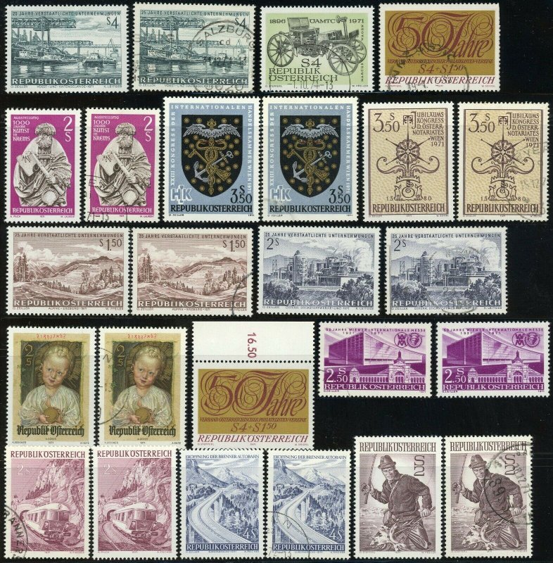 AUSTRIA Postage Stamp Collection EUROPE 1971 Used Mint NH