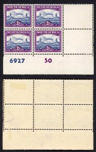 South Africa SG134 2d Blue and Violet Plate Block U/M (mounted in the margin)