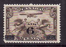 Canada-Sc#C3- id6-unused hinged 6c on 5c Airmail-1932-