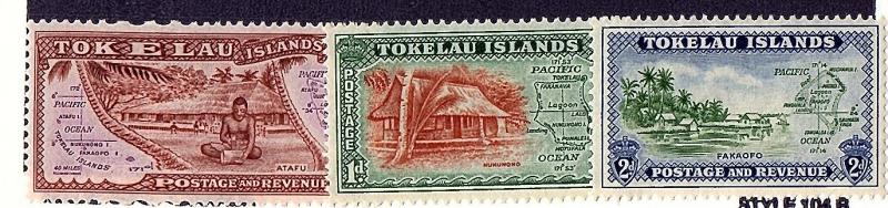 Tokelau 1948 Scott 1-3 unused scv $0.80 less 50%=$0.40 Buy it Now !!!