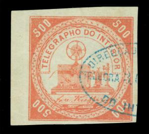 BRAZIL 1869 TELEGRAFO -Type B- Elect. Telegraph machine 500r red RHM T-9 used VF