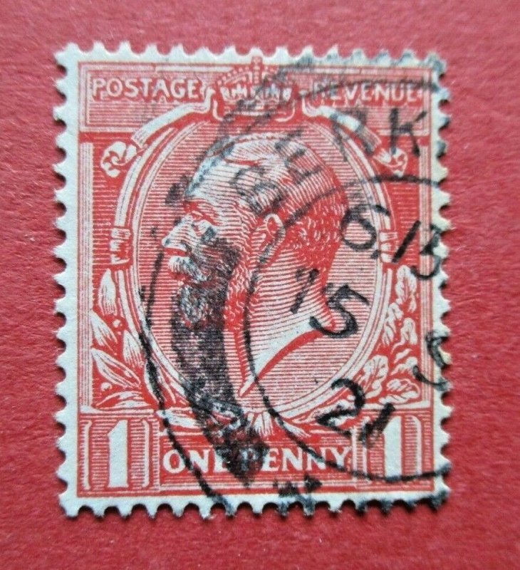 SG357wj Great Britain George V 1912 1d Red Reversed Watermark Used CDS