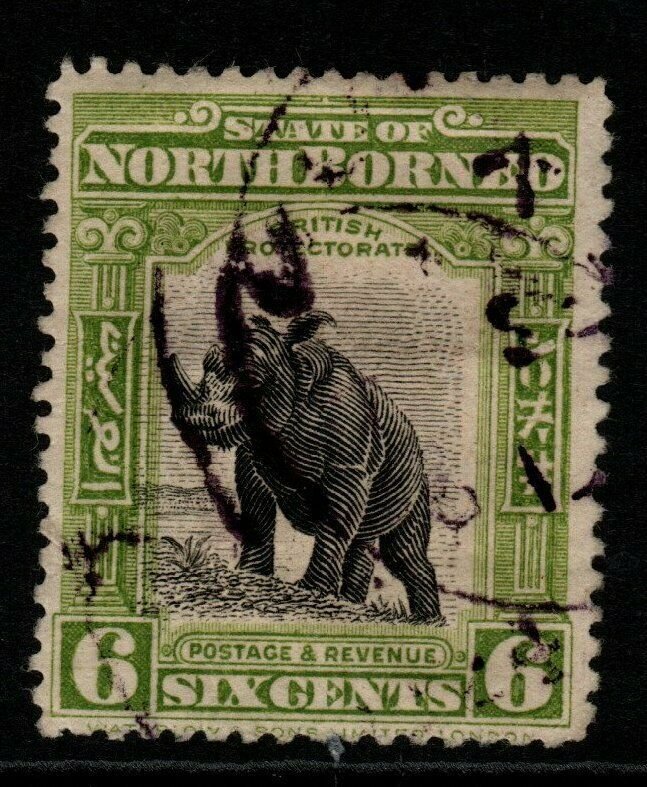 NORTH BORNEO SG167 1909 6c BLACK & OLIVE-GREEN p13½-14 USED