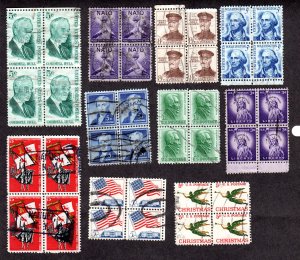 US Blocks of 4. Lot of 10, used. Lot 220312-11