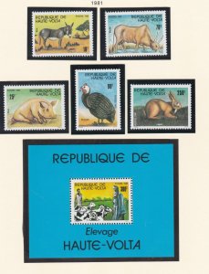 Burkina Faso # 587-591, 592, Breeding Animals, Mint NH, 1/2 Cat.