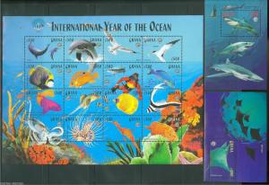 GHANA  INT'L YEAR OF THE OCEAN  SC#2059/61 MINT NEVER HINGED AS SHOWN