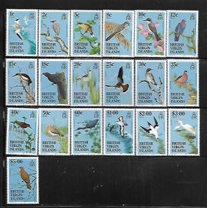 BRITISH VIRGIN ISLANDS, 490-508, MNH, BIRDS