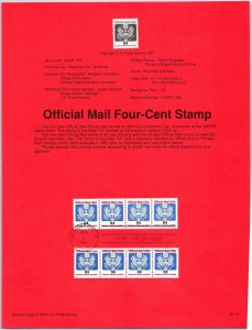 USPS SOUVENIR PAGE OFFICIAL MAIL 4c STAMP (2) STRIPS OF (4) EACH 1991