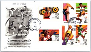 U.S. FIRST DAY COVER SUMMER OLYMPIC SPORTS 28c AIRMAILS PLUS EXTRA PAIR 1983