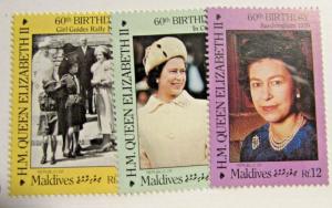 MALDIVES  Sc #1181 1182 1183  ** MNH, QEII 60th stamps, Fine +