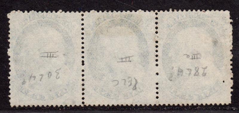 $US SC#22,21,21 used, fine-VF, Rare strip of 3 with cert, CV. $4750