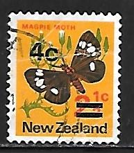 New Zealand 480: 4c on 2.5c Magpie Moth, used, F-VF