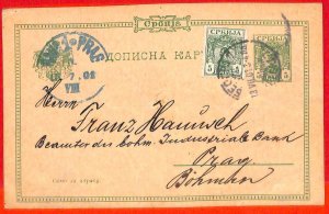 aa1568 - SERBIA - Postal History - STATIONERY CARD to PRAHA added stamps 1901-