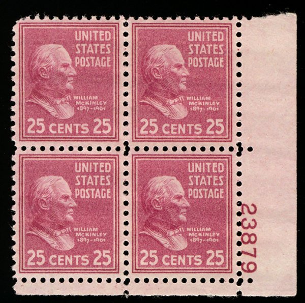US #829 PLATE BLOCK, SUPERB mint never hinged, a select mint plate block,  WO...