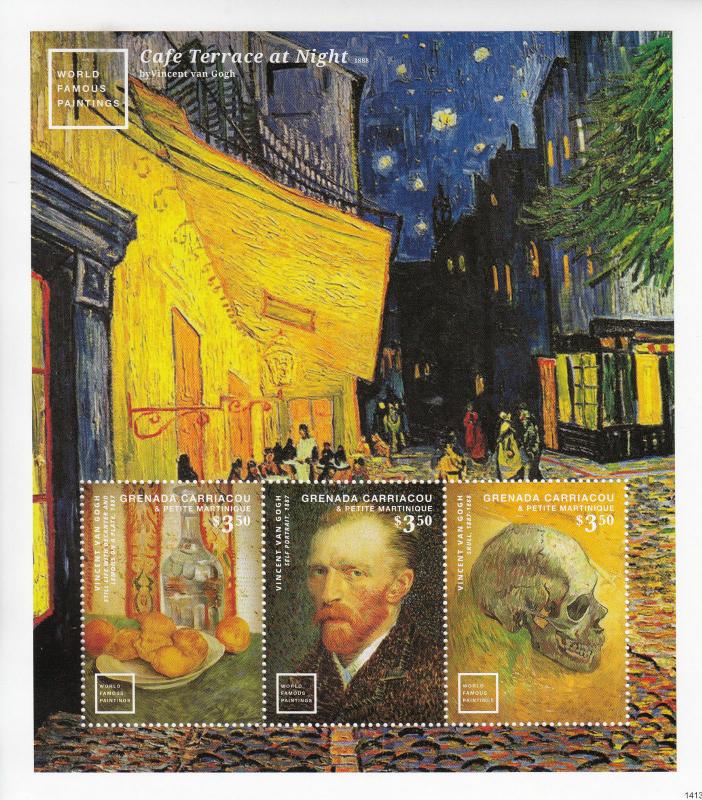 Grenada Grenadines Art Stamps 2014 MNH World Famous Paintings Van Gogh 3v M/S II