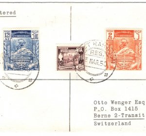 BURMA Cover East Rangoon Registered SWITZERLAND Bern 1950 {samwells-covers}KA80