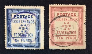 MOMEN: COOK ISLANDS SG #3-4 1892 USED £168 LOT #68407*