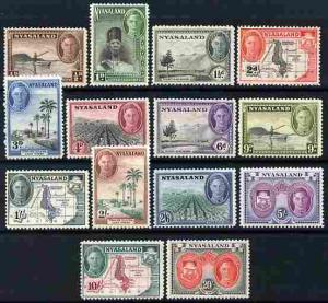 Nyasaland 1945 KG6 definitive set complete 14 values 1/2d...