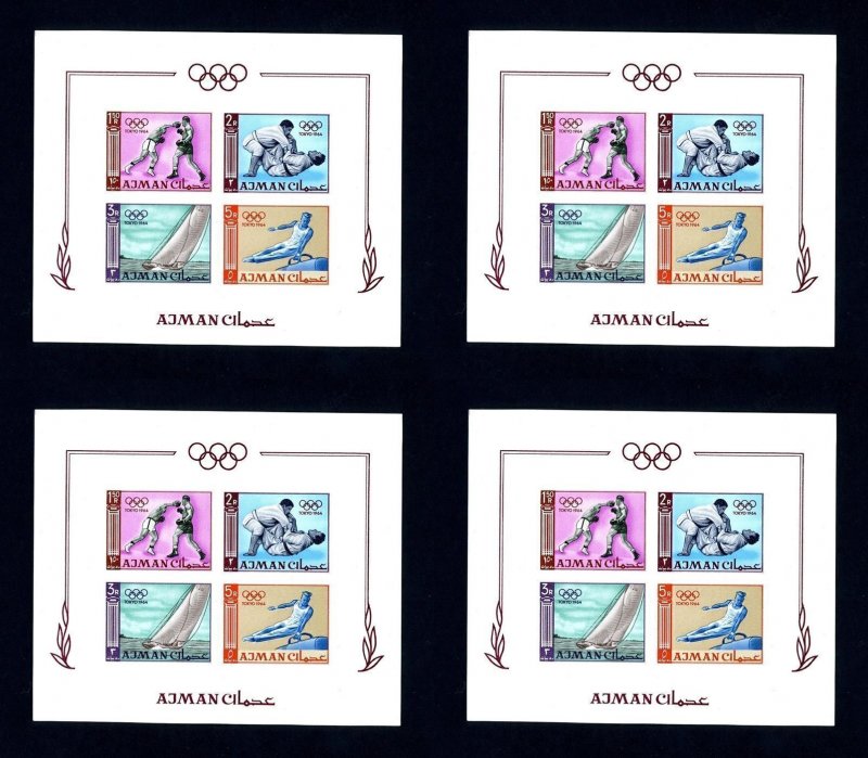 Lot of 24 Ajman # 36b 1964 Olympics Imperforate NH Souvenir