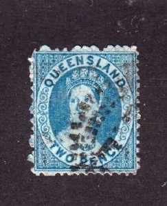 Queensland stamp #26, used, wmk. 66/67 - FREE SHIPPING!! 