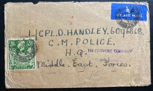 1942 London England Airmail Cover To GM Police Middle East Forces