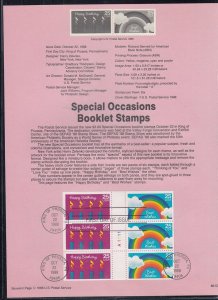  USPS Souvenir Page # SP838a - Special Occasions Scott 2396a