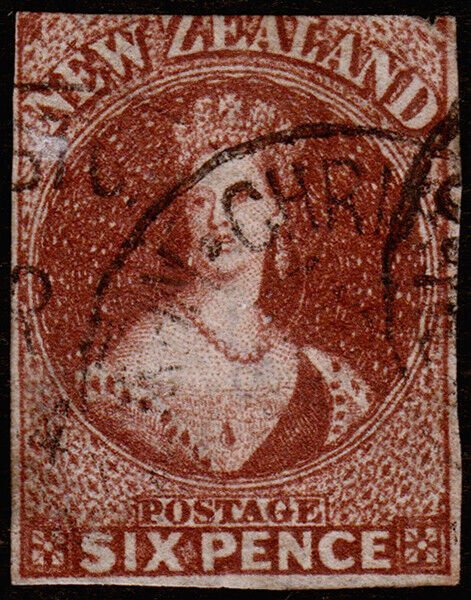 New Zealand Scott 14 (1863) Used G-F, CV $115.00 C