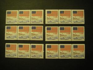 Scott 1891, PNC3 #1, 18c Flag, slight shift, MNH Coil Beauty