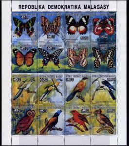 Madagascar 1993,Butterflies,Owl Sheet (16) Perforated mnh.vf