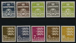 Denmark 493-6,8,500,503-6 MNH Small State Seal