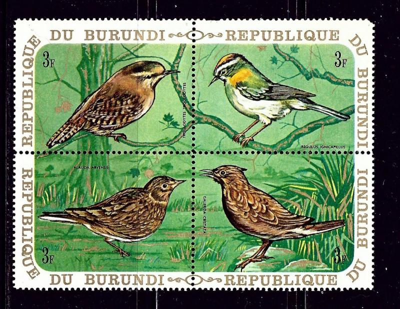 Burundi 338 MNH 1970 Birds block of 4