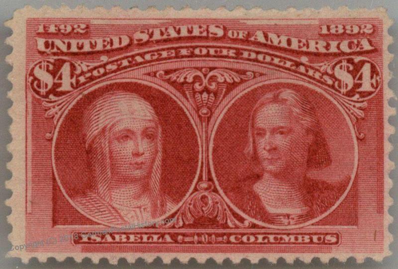 USA 1893 Sc244 $4 Columbian Faulty MNG or Lite Used Good Color 90694