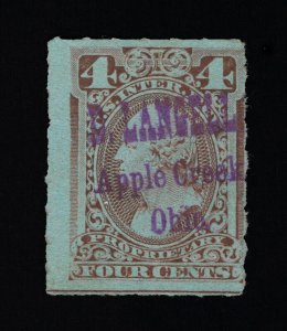 EXCEPTIONAL GENUINE SCOTT #RB15c F-VF USED 1875-81 RED PROPRIETARY ROULETTED-6