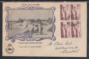 South Africa Scott 108 Blk 4 FDC - Natal Settlers, 100th Anniv. T2