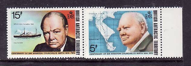 British Antarctic Territory-Sc#62-3- id3-unused NH set-Winston Churchill-1974-