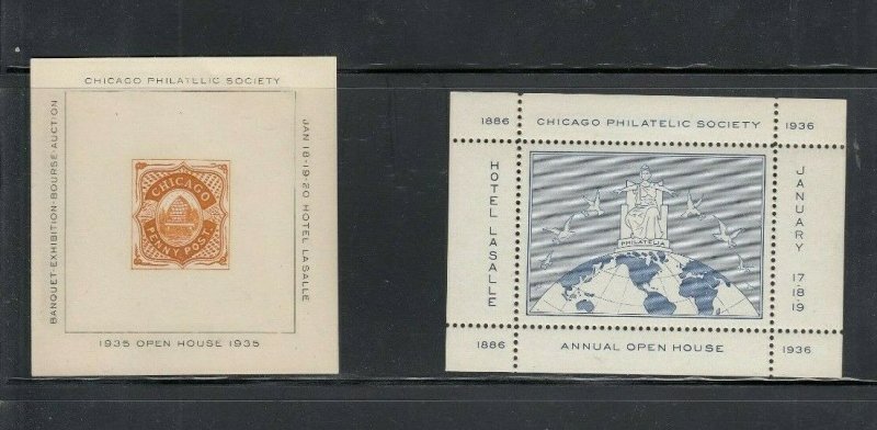 Chicago Philatelic Society Stamp Show Labels 1935 ~ 1939