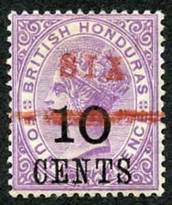 British Honduras 1891 SIX on 10c on 4d ESSAY M/M