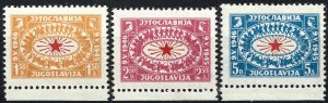 Yugoslavia #199-201  Unused MOG - Victory (1946)