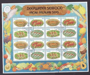 Palau-Sc#314- id12-used sheet of 4 sets-Seafood-1993-