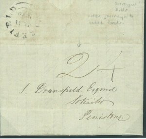 GB 1840 Cover FIRST DAY UPP Letter Wakefield York 2d LOCAL CHARGE Penistone 925f