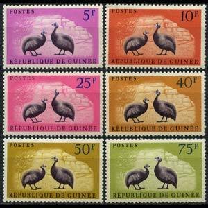 GUINEA 1961 - Scott# 223-8 Guinea Fowl Set of 6 LH