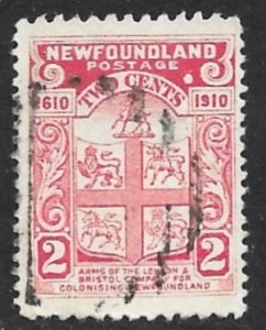 NEWFOUNDLAND 1910 2c ARMS of London and Bristol Company Pictorial Sc 88b VFU