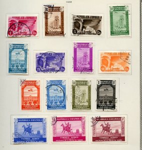 SPAIN 1938 AIRMAILS SCOTT#C73-87 VF USED AS SHOWN