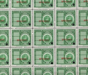 VENEZUELA ABNCo. Telegraph Stamps 10c *SPECIMEN* Block{25} Mint UMM MNH MF8