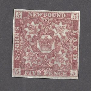 Canada NEWFOUNDLAND # 5 XF MINT NH 5d IMPERFORATE HERALDIC FLOWERS BS27802A