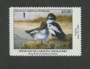 SOUTH CAROLINA #19 1999 STATE DUCK STAMP GOLDENEYES/LIGHTHOUSE by Denise Nelson