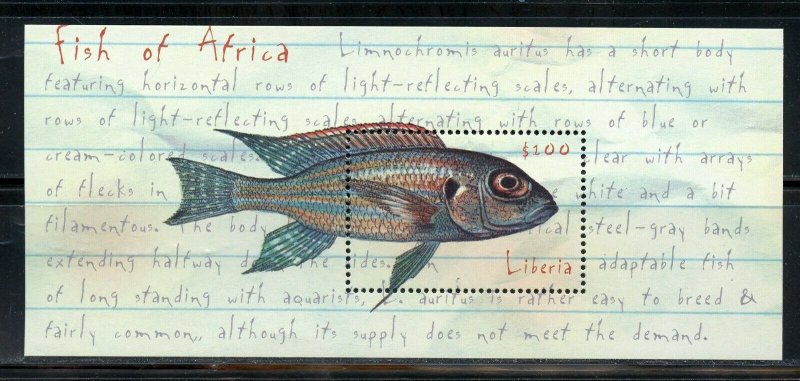 LIBERIA FISH SET, SOUVENIR SHEET & SHEET  MINT NH