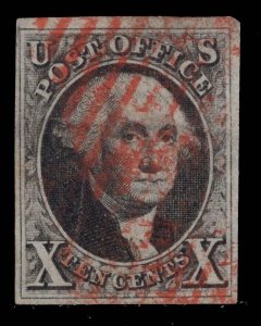 MOMEN: US STAMPS #2 IMPERF USED VF LOT #87529*