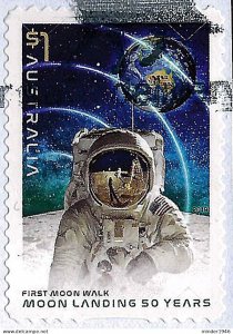 AUSTRALIA 2019 $1 Multicoloured, 50th Anniv of First Moon Land-First Man Walk...